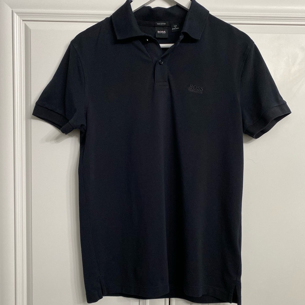 Boss Hugo Boss Men’s Size Small Black Short Sleeve Polo Shirt Embroidered Logo